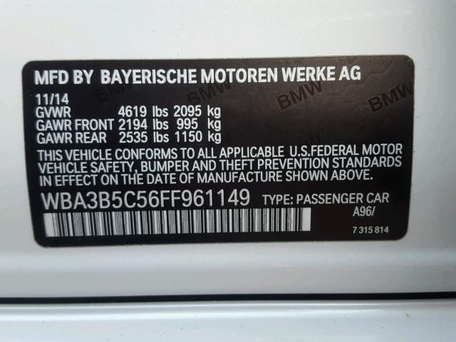 WBA3B5C56FF961149 - 2015 BMW 328 XI SUL WHITE photo 10