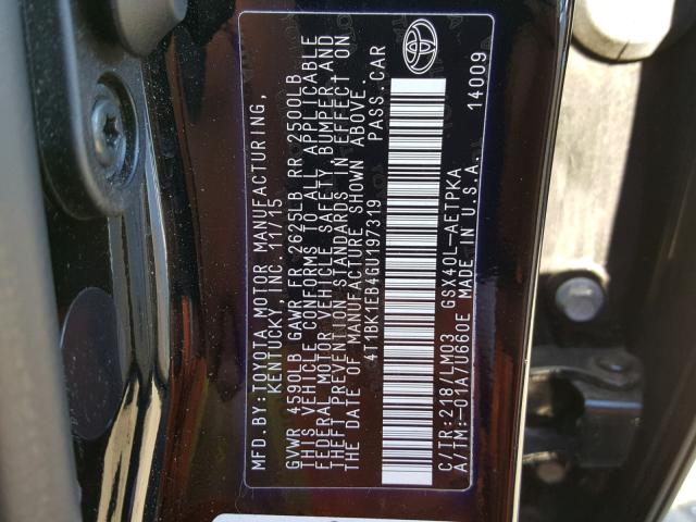 4T1BK1EB4GU197319 - 2016 TOYOTA AVALON XLE BLACK photo 10