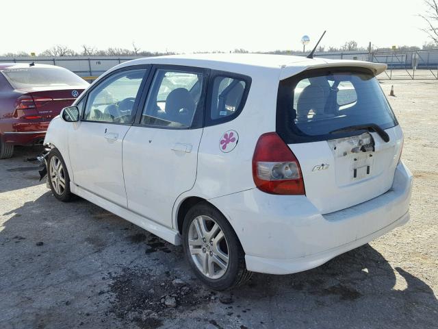 JHMGD38647S030354 - 2007 HONDA FIT S WHITE photo 3