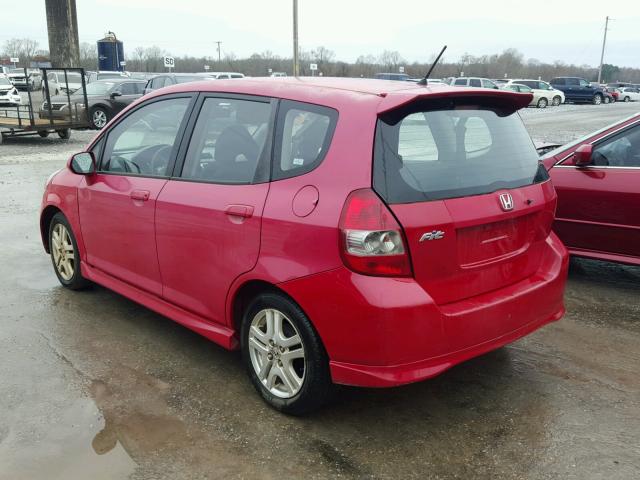 JHMGD38657S015393 - 2007 HONDA FIT S RED photo 3