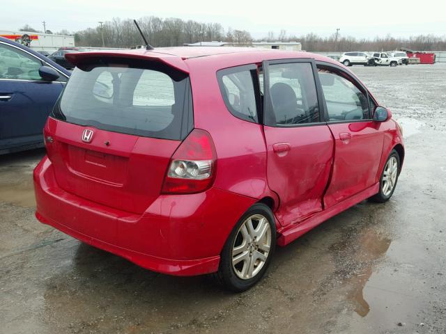 JHMGD38657S015393 - 2007 HONDA FIT S RED photo 4