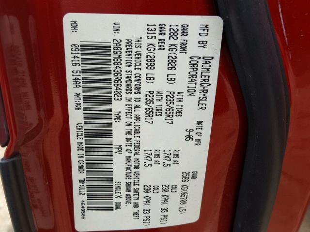2A8GM68436R664023 - 2006 CHRYSLER PACIFICA T RED photo 10