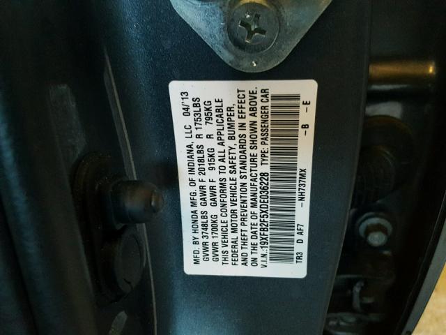 19XFB2F5XDE036228 - 2013 HONDA CIVIC LX BLUE photo 10