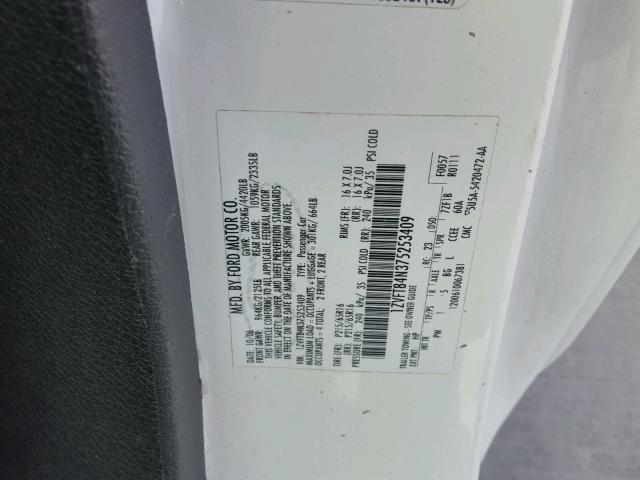 1ZVFT84N375253409 - 2007 FORD MUSTANG WHITE photo 10