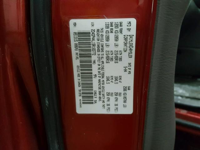 2D4GP44L15R165772 - 2005 DODGE GRAND CARA RED photo 10