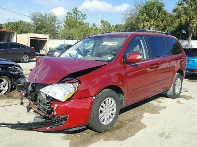 KNDMG4C73E6553775 - 2014 KIA SEDONA LX RED photo 2