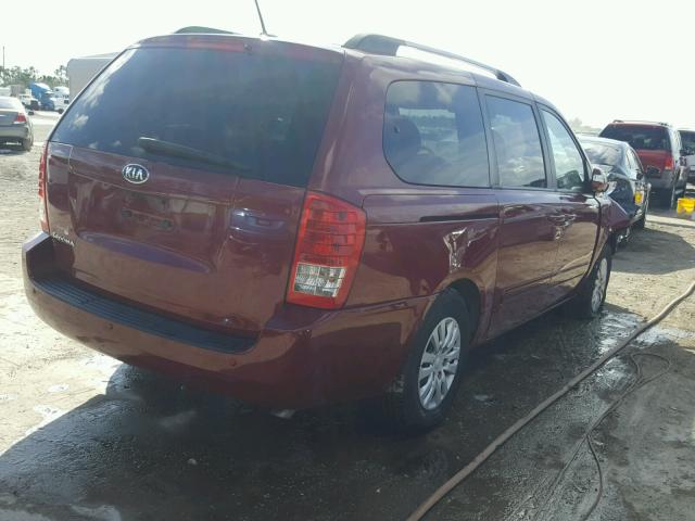 KNDMG4C73E6553775 - 2014 KIA SEDONA LX RED photo 4