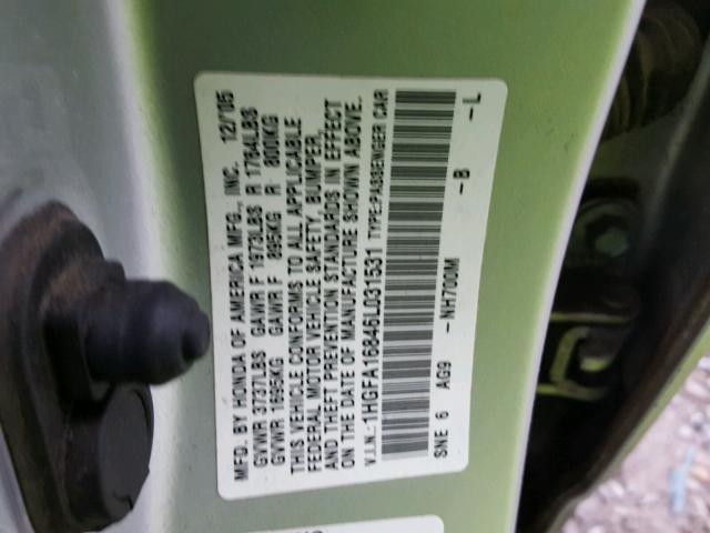 1HGFA16846L031531 - 2006 HONDA CIVIC EX ვერცხლისფერი ფოტო 10