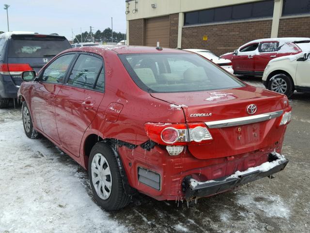 2T1BU4EEXBC735943 - 2011 TOYOTA COROLLA BA RED photo 3