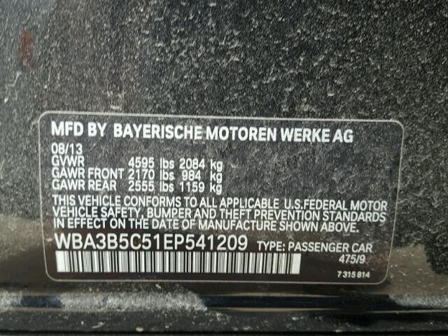 WBA3B5C51EP541209 - 2014 BMW 328 XI SUL BLACK photo 10