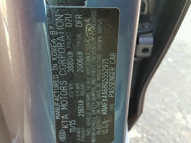 KNAFX4A68G5552971 - 2016 KIA FORTE LX GRAY photo 10