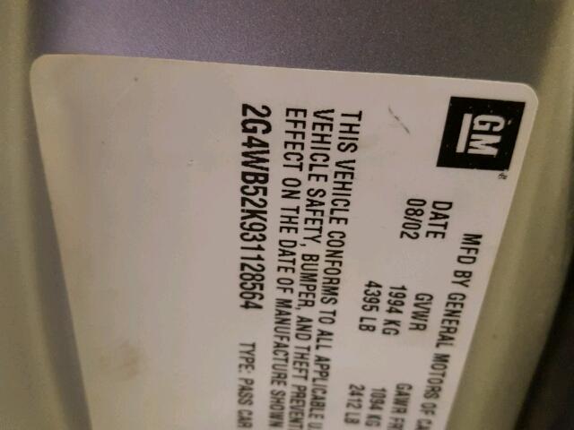 2G4WB52K931128564 - 2003 BUICK REGAL LS 银色 照片 10