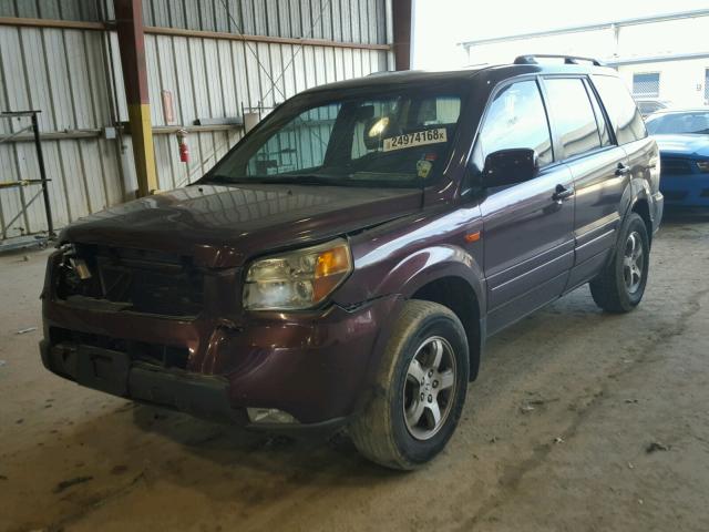 5FNYF28577B007956 - 2007 HONDA PILOT EXL BURGUNDY photo 2