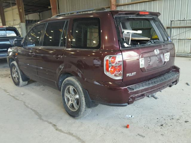 5FNYF28577B007956 - 2007 HONDA PILOT EXL BURGUNDY photo 3