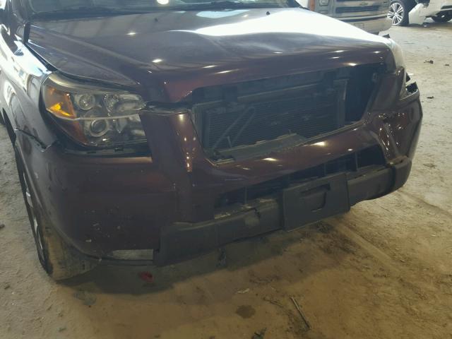 5FNYF28577B007956 - 2007 HONDA PILOT EXL BURGUNDY photo 9