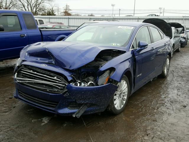 3FA6P0LU8ER251141 - 2014 FORD FUSION SE BLUE photo 2