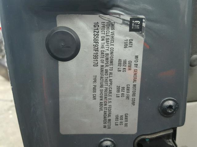 1G1ZS58F97F199170 - 2007 CHEVROLET MALIBU LS 灰色 照片 10