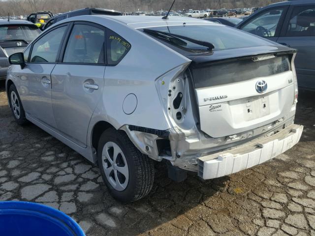 JTDKN3DU2D5576397 - 2013 TOYOTA PRIUS SILVER photo 3