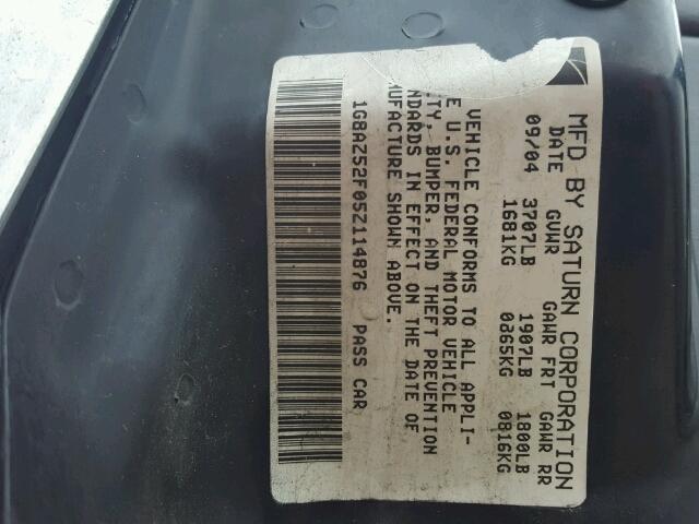 1G8AZ52F05Z114876 - 2005 SATURN ION LEVEL 银色 照片 10