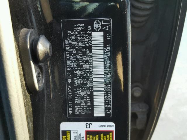 2T1BU4EE6AC426498 - 2010 TOYOTA COROLLA BA BLACK photo 10