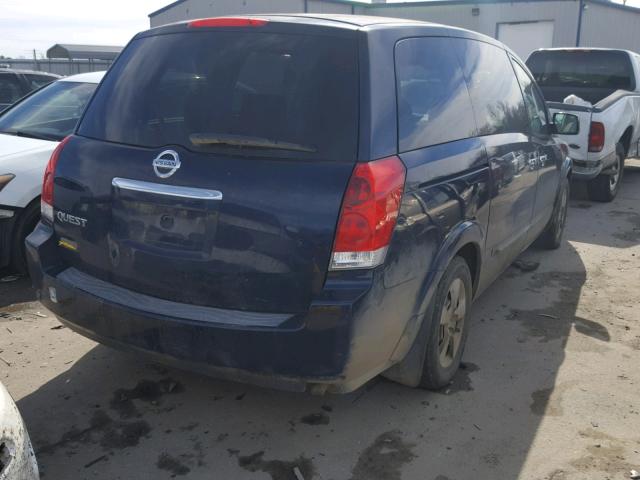 5N1BV28U67N114302 - 2007 NISSAN QUEST S SILVER photo 4