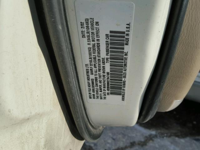 4S3BH686027647490 - 2002 SUBARU LEGACY OUT YELLOW photo 10