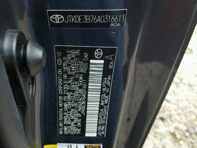 JTKDE3B76A0316611 - 2010 TOYOTA SCION TC 蓝色 照片 10