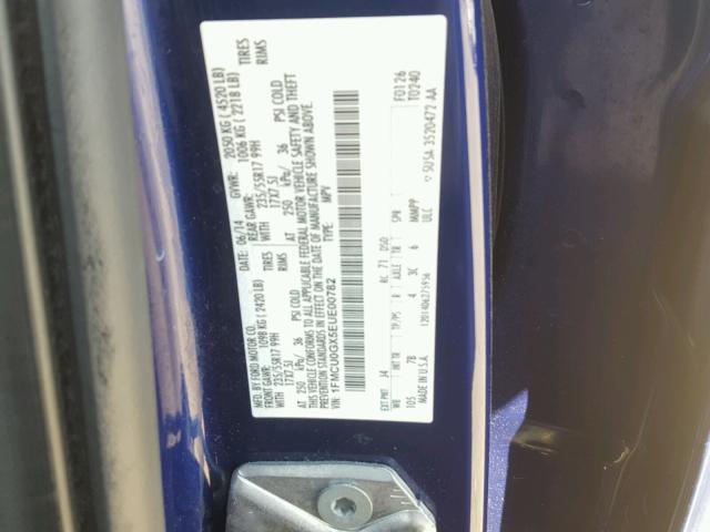 1FMCU0GX5EUE00782 - 2014 FORD ESCAPE SE BLUE photo 10