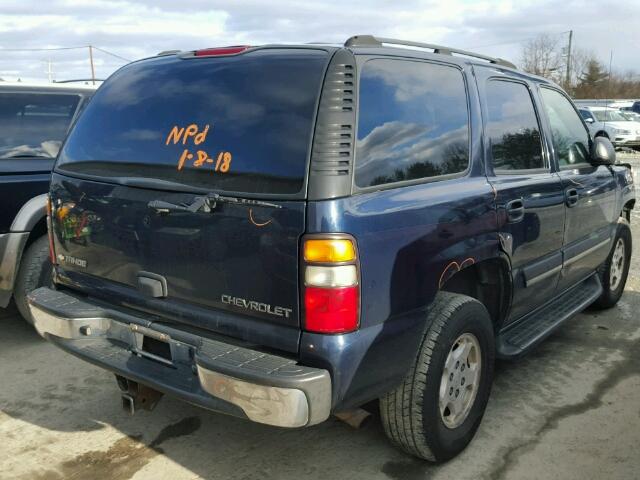 1GNEK13V24J212483 - 2004 CHEVROLET TAHOE K150 BLUE photo 4