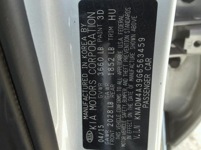 KNADM4A39G6563459 - 2016 KIA RIO LX Արծաթագույն լուսանկար 10