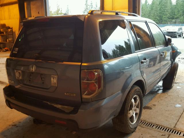 2HKYF18587H536120 - 2007 HONDA PILOT EXL BLUE photo 4