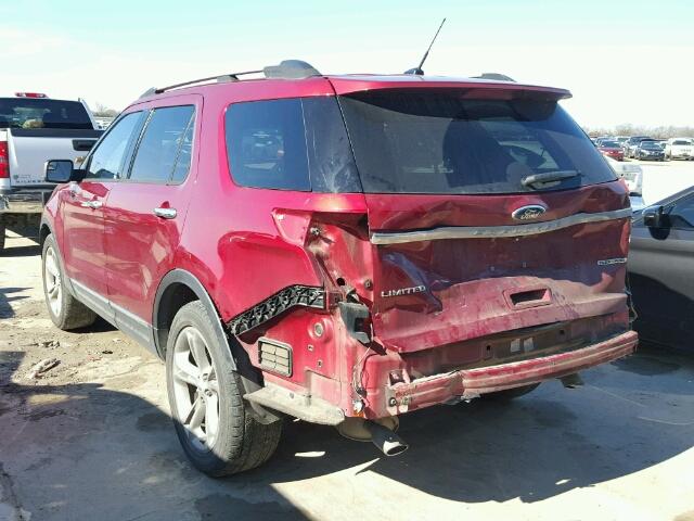 1FM5K7F8XDGA40956 - 2013 FORD EXPLORER L RED photo 3