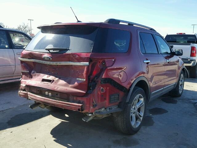 1FM5K7F8XDGA40956 - 2013 FORD EXPLORER L RED photo 4