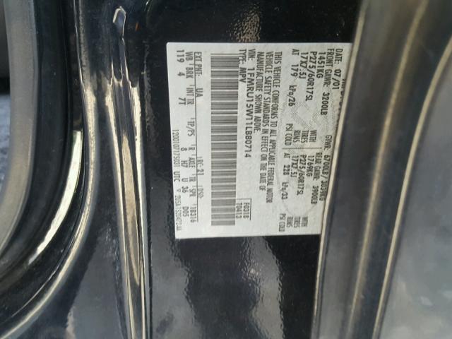 1FMRU15W11LB80714 - 2001 FORD EXPEDITION BLACK photo 10