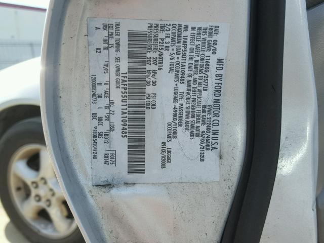 1FAFP55U11A109485 - 2001 FORD TAURUS SES GRAY photo 10