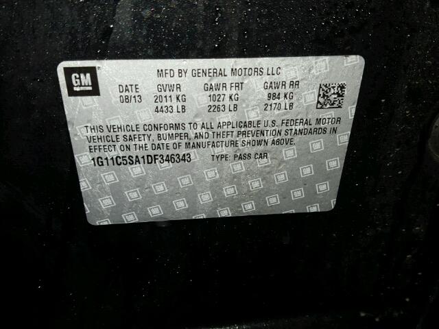 1G11C5SA1DF346343 - 2013 CHEVROLET MALIBU 1LT 黑色 照片 10