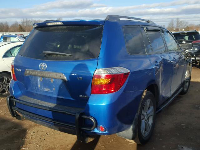 JTEES43AX82052050 - 2008 TOYOTA HIGHLANDER BLUE photo 4