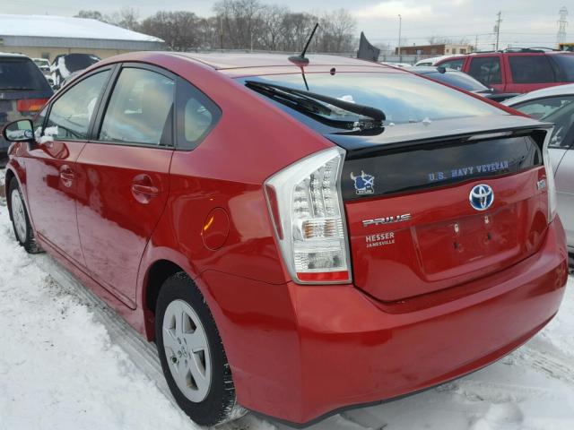 JTDKN3DU5B0295222 - 2011 TOYOTA PRIUS RED photo 3