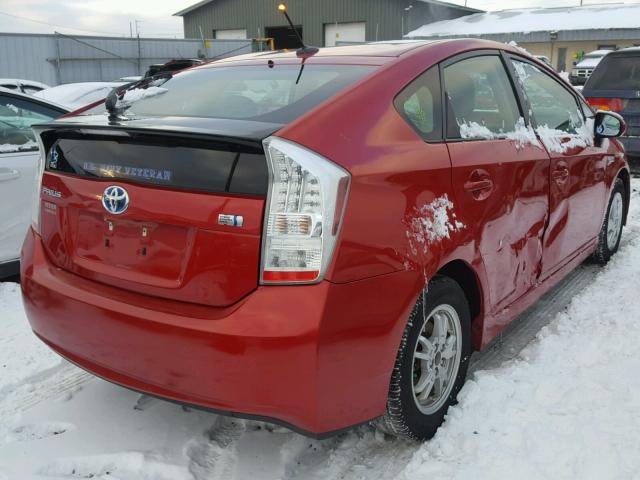 JTDKN3DU5B0295222 - 2011 TOYOTA PRIUS RED photo 4