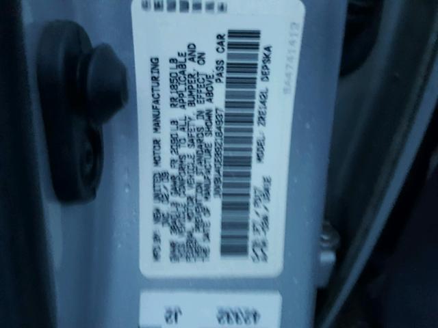 1NXBU40E89Z164937 - 2009 TOYOTA COROLLA BA SILVER photo 10