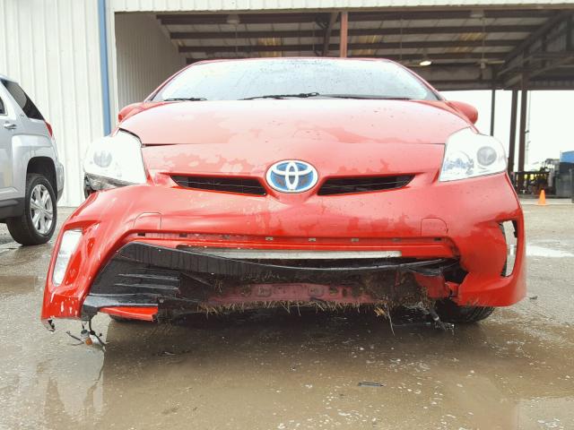 JTDKN3DU4C5416150 - 2012 TOYOTA PRIUS RED photo 9