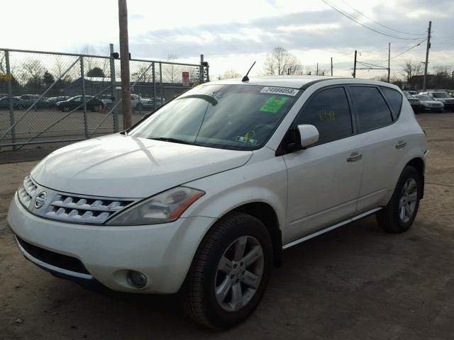 JN8AZ08T57W506413 - 2007 NISSAN MURANO SL WHITE photo 2