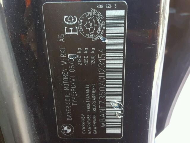 WBANF73507CU23154 - 2007 BMW 530 XI Bleu photo 10