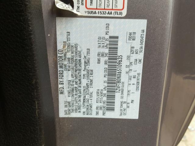 1ZVFT80NX65109635 - 2006 FORD MUSTANG GRAY photo 10