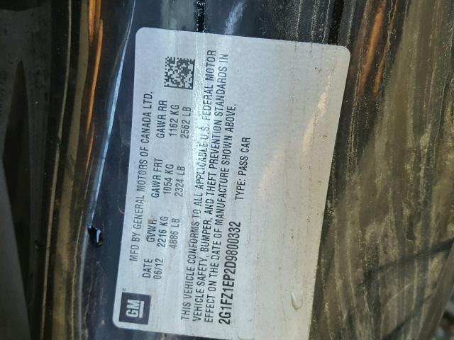 2G1FZ1EP2D9800332 - 2013 CHEVROLET CAMARO ZL1 黑色 照片 10