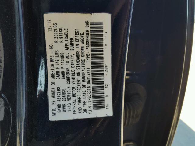 1HGCR3F81DA015321 - 2013 HONDA ACCORD EXL BLACK photo 10