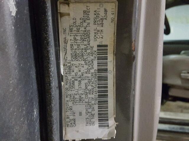 5TBDT48154S436089 - 2004 TOYOTA TUNDRA DOU GRAY photo 10