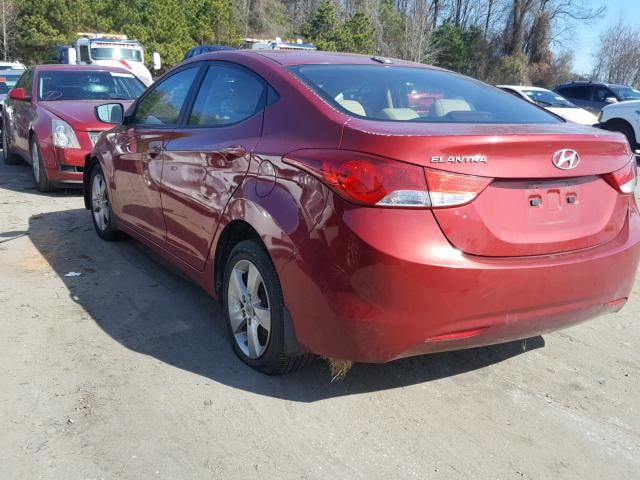 KMHDH4AE9DU660981 - 2013 HYUNDAI ELANTRA GL MAROON photo 3