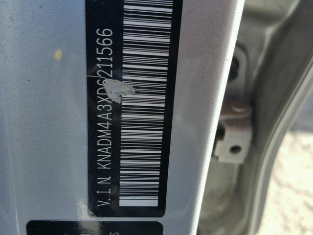 KNADM4A3XD6211566 - 2013 KIA RIO LX Արծաթագույն լուսանկար 10