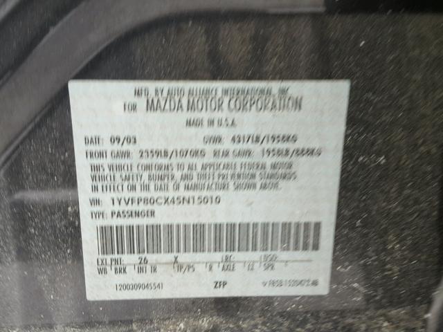 1YVFP80CX45N15010 - 2004 MAZDA 6 I GRAY photo 10